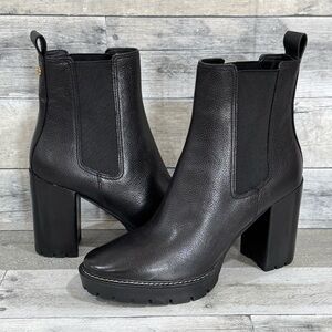 TORY BURCH CARSON LUG SOLE ANKLE BOOT - BLACK - SZ - 10.5 .US